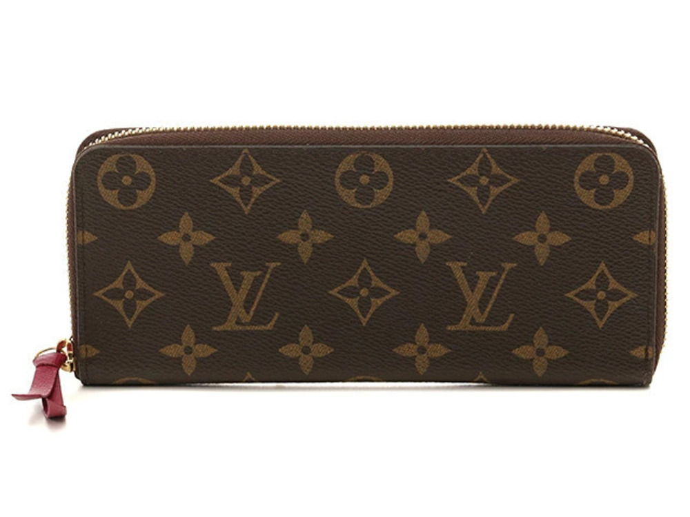 LOUIS VUITTON Round Long Wallet Portefeuille Clemence Monogram Fuschia Pink